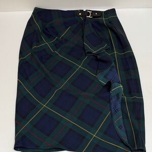 Ralph Lauren Plaid Pencil Skirt - Green and Blue
